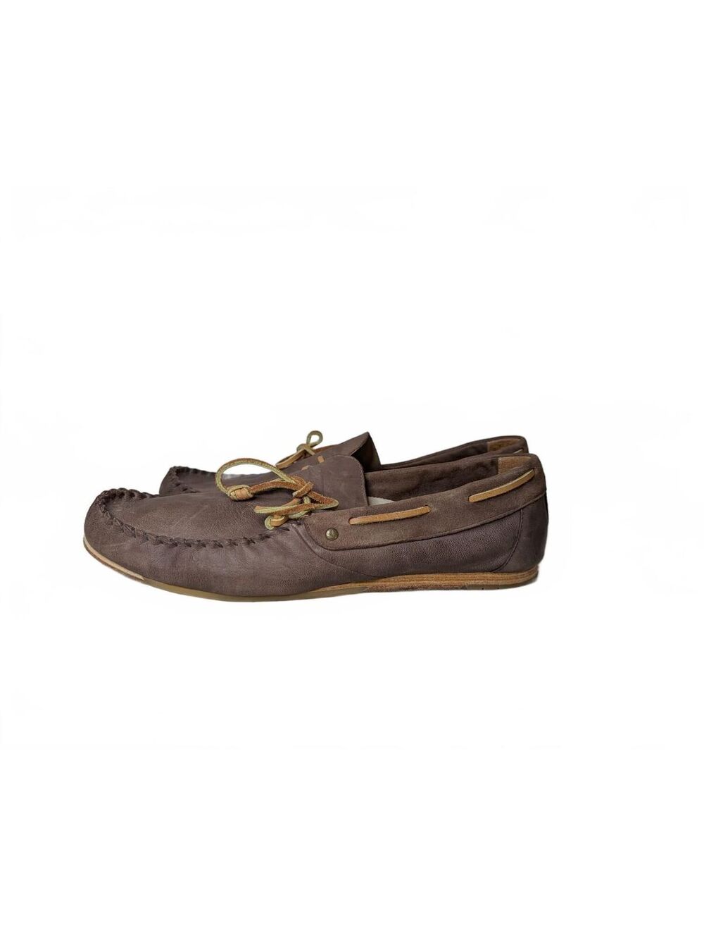 J Shoes Hudson Brown Leather Moccasin Boat Shoes Size 14